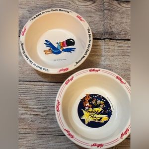 Vintage 1995/2000 melamine Kelloggs Tony the Tiger,Rice Crispy, fruit loops bowl